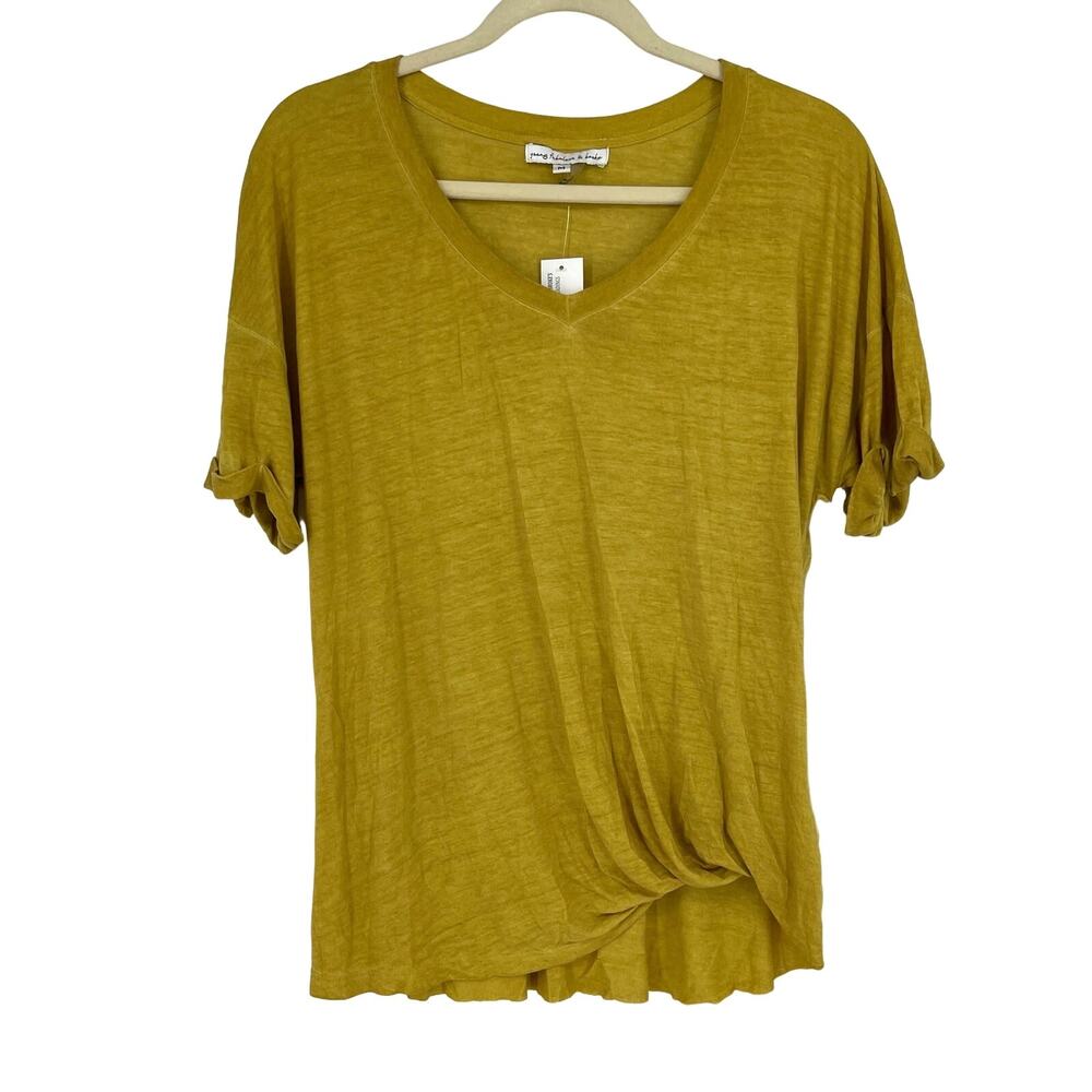 Young Fabulous & Broke Mustard Yellow Linen Top Medium NWT